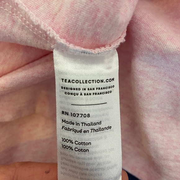 ❌SOLD❌ Tea | Girls Light Pink Heather Chevron/ Bird Cotton Dress | Size: 8Y - Picture 6 of 7